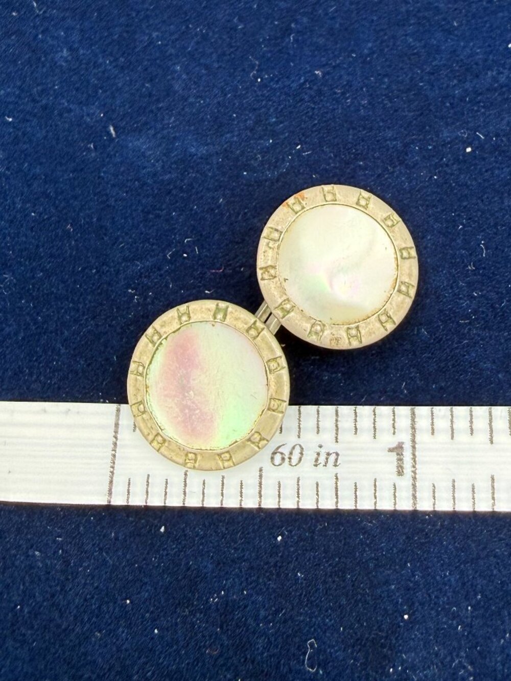 Vintage Art Deco Mother of Pearl and Gold Tone Cuff Link / Buttons